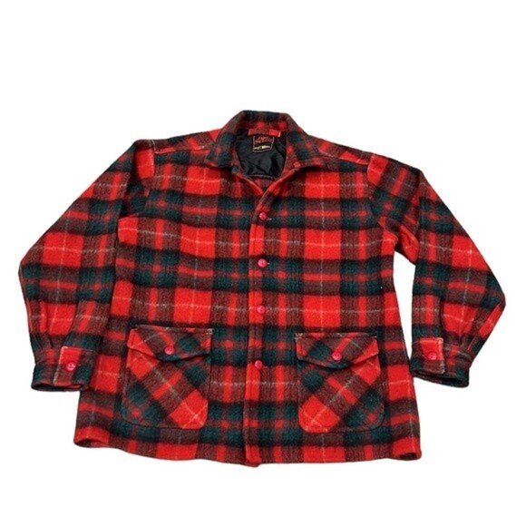 Vintage Carss Mackinaw red plaid wool button down jacket - Picture 3 of 10